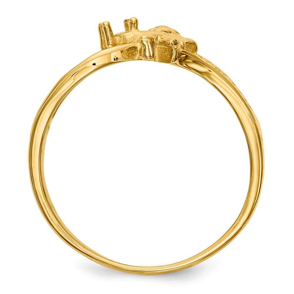 14k Polished 1-Stone Mothers Ring with Angel on Band Mounting
