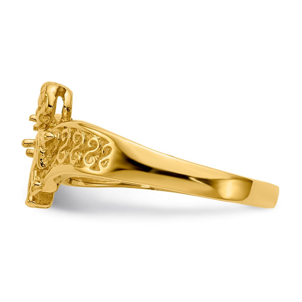 14k Polished 1-Stone Mothers Ring with Angel on Band Mounting