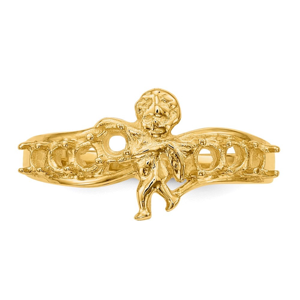 14k Polished 7-Stone Mothers Ring with Angel on Band Mounting