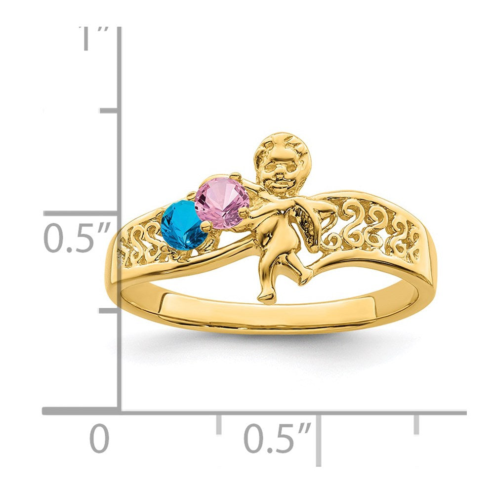 14k Genuine 2 Stone Mother's Ring