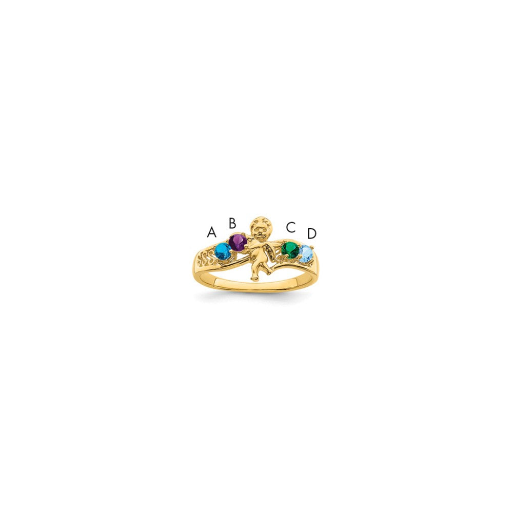 14k Genuine 4 Stone Mother's Ring