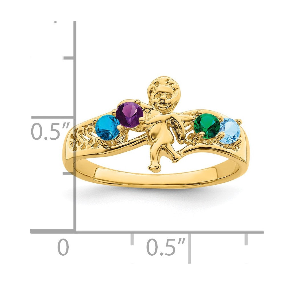 14k Genuine 4 Stone Mother's Ring