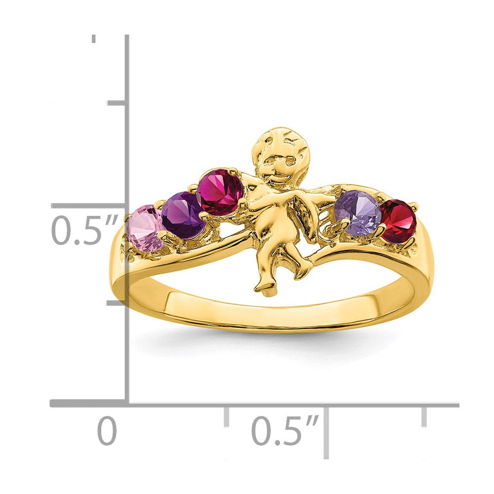 14k Synthetic Family Jewelry Ring