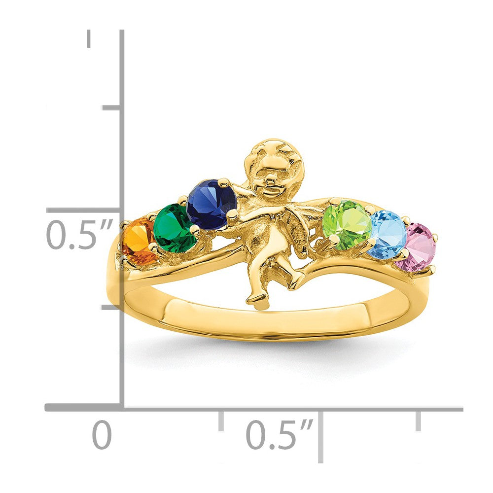 14k Genuine 6 Stone Mother's Ring