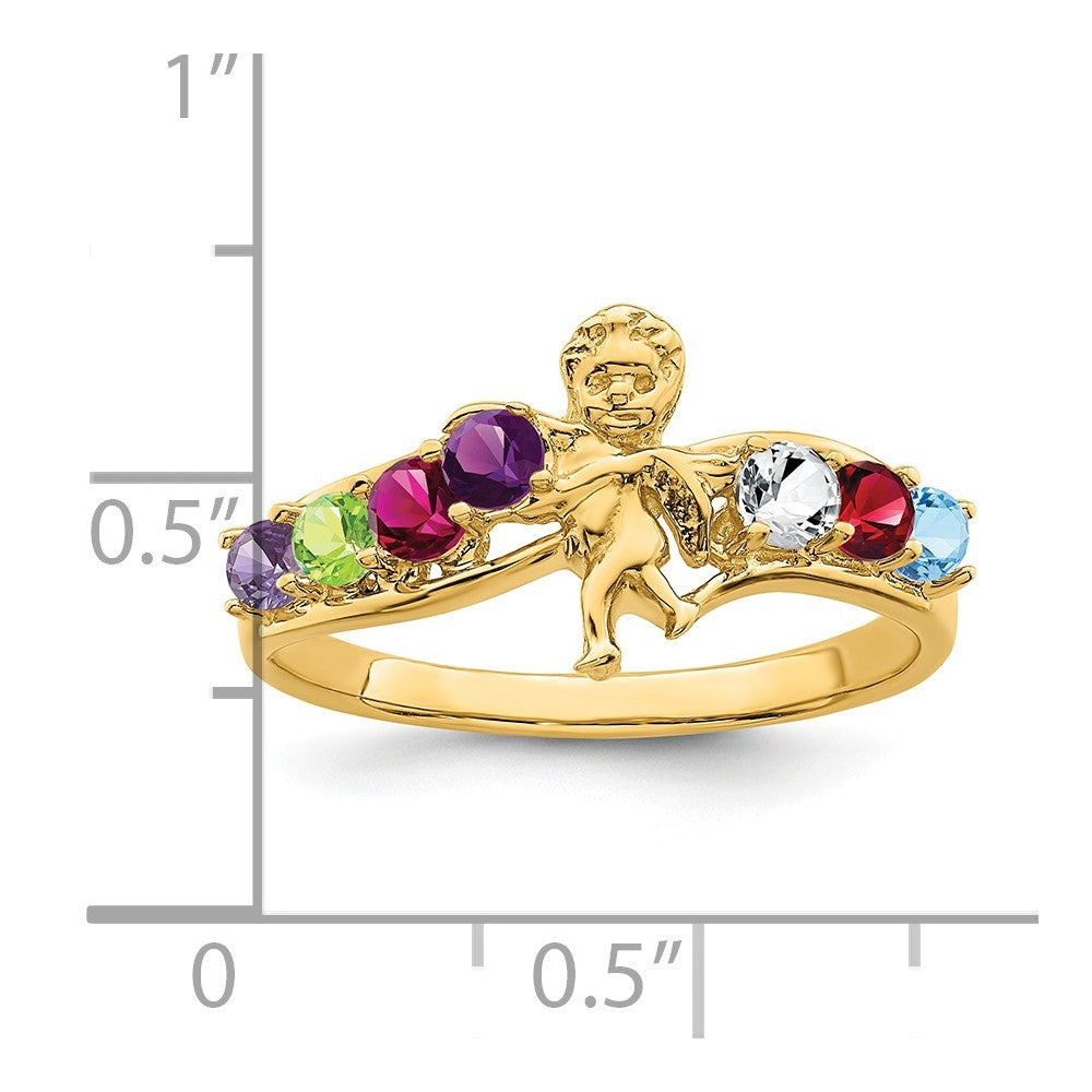 14k Synthetic Family Jewelry Ring