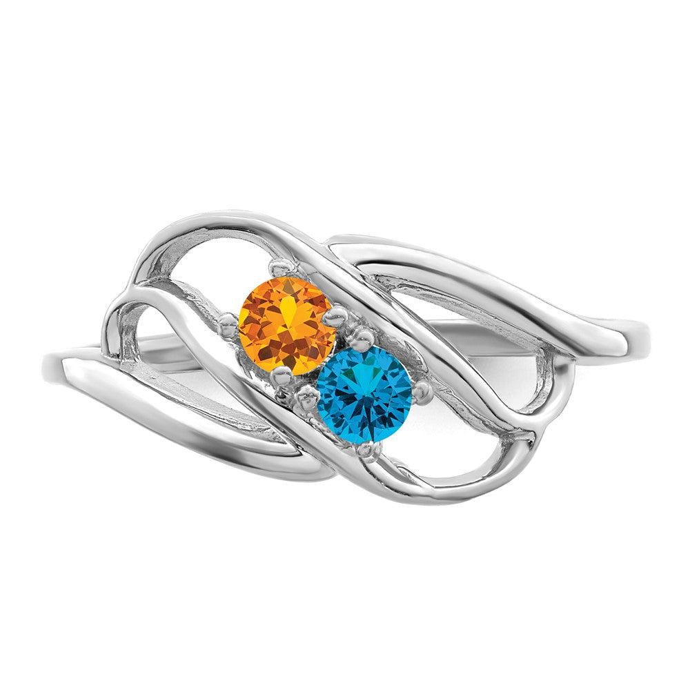 14k White Gold Synthetic Family Jewelry Ring