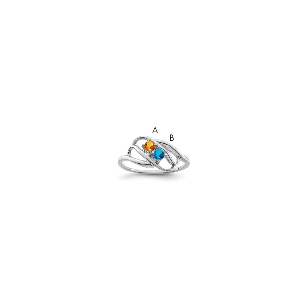 14k White Gold Synthetic Family Jewelry Ring