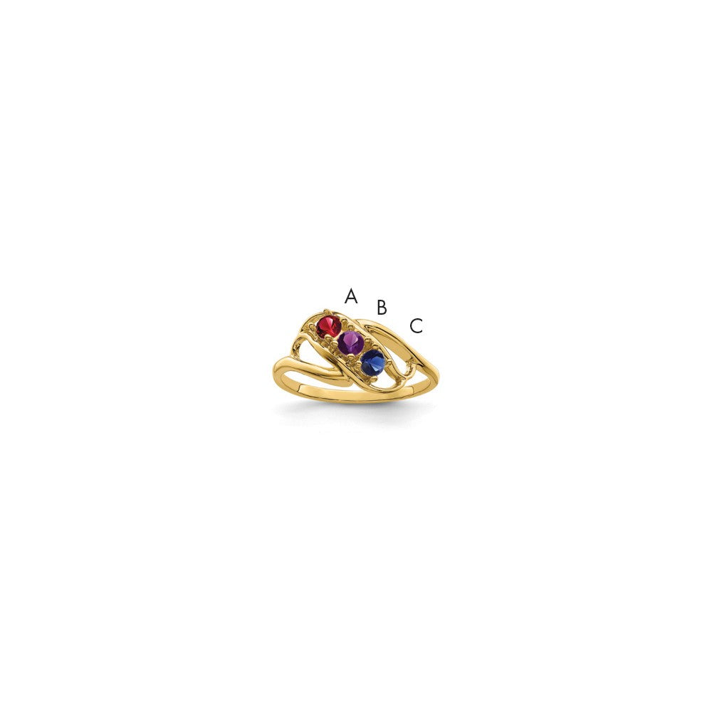 14k Genuine 3 Stone Mother's Ring