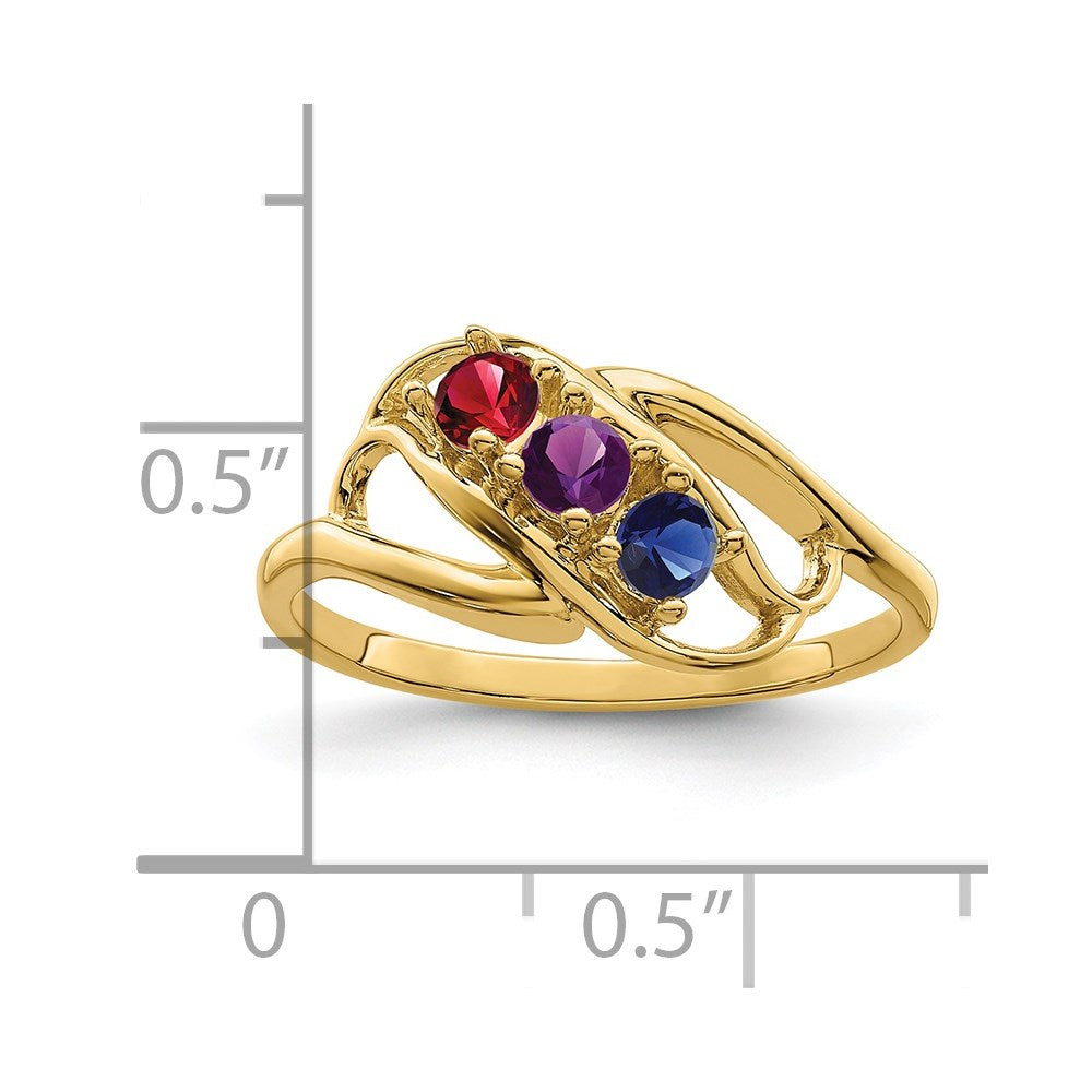 14k Polished 3-Stone Mothers Ring Mounting