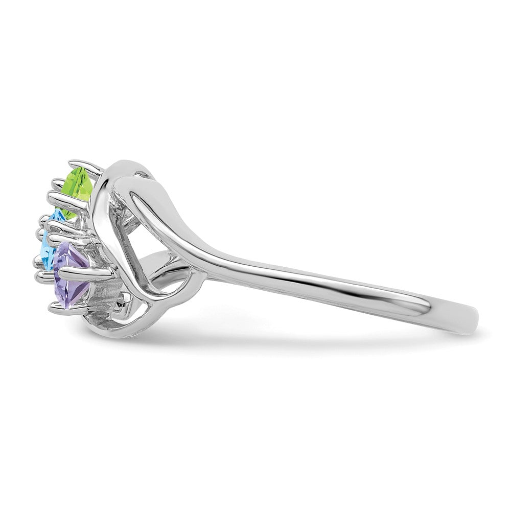 14k White Gold Polished 3-Stone Mothers Ring Mounting
