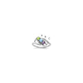 14k White Gold Polished 3-Stone Mothers Ring Mounting