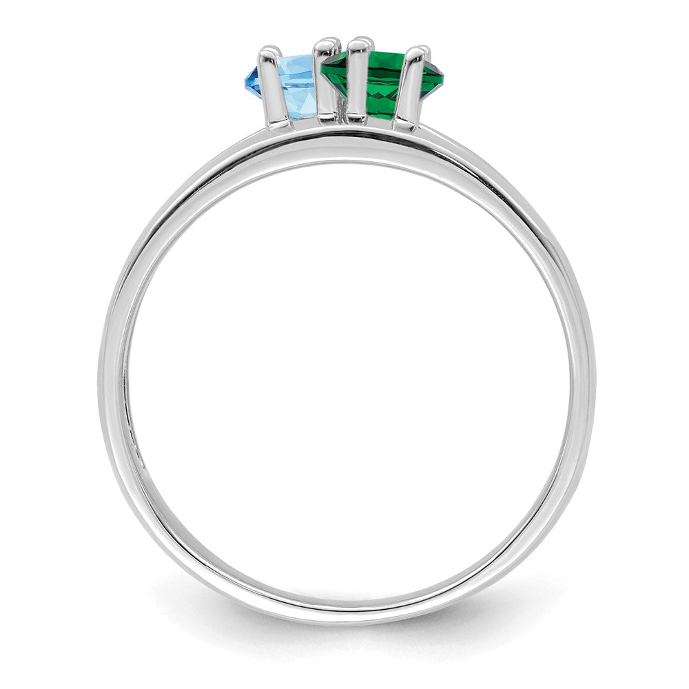14k White Gold Polished 2-Stone Mothers Ring Mounting