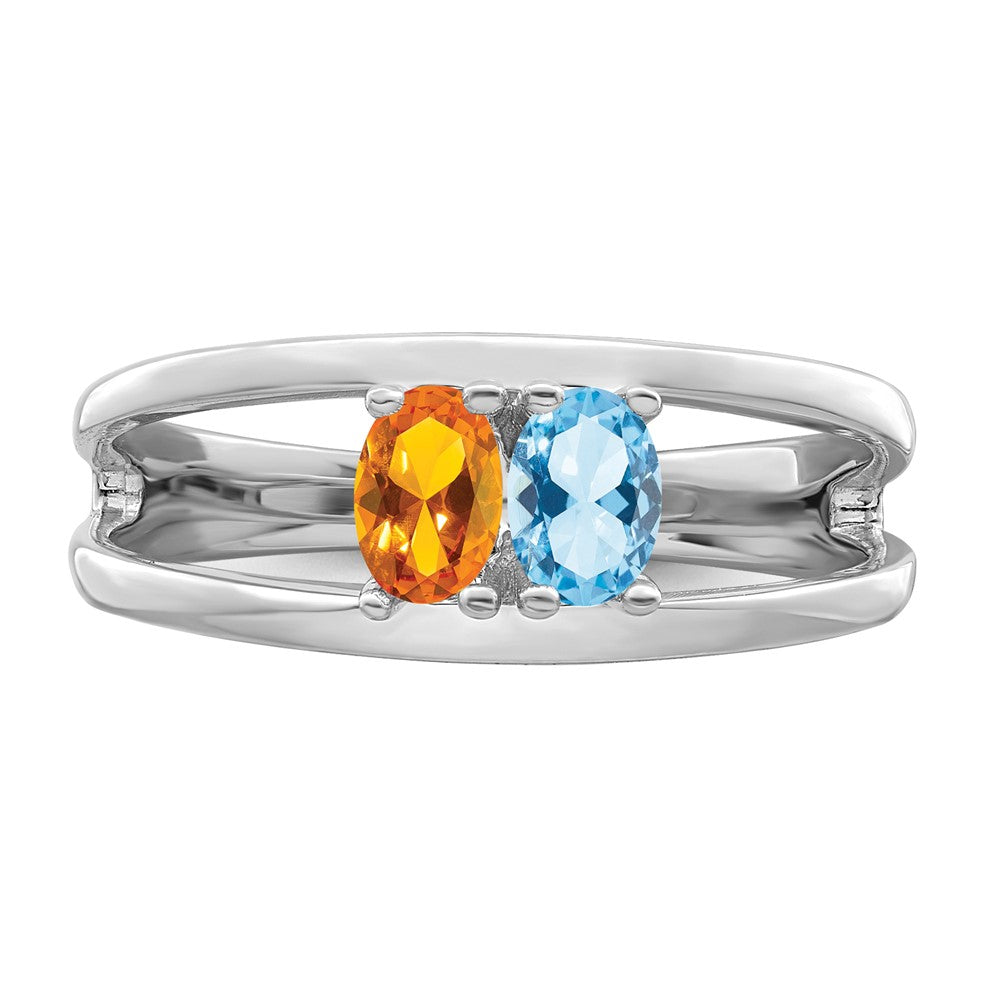 14k White Gold Genuine 2 Stone Mother's Ring