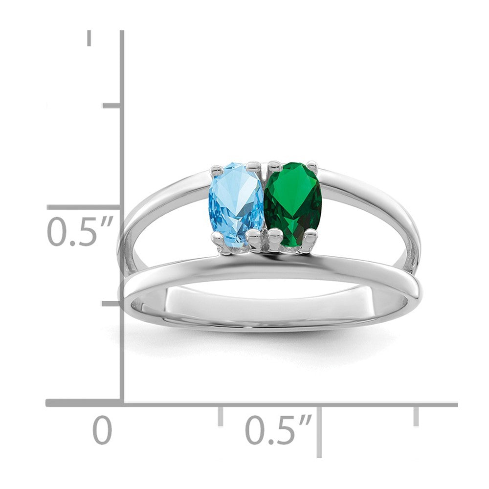 14k White Gold Polished 2-Stone Mothers Ring Mounting