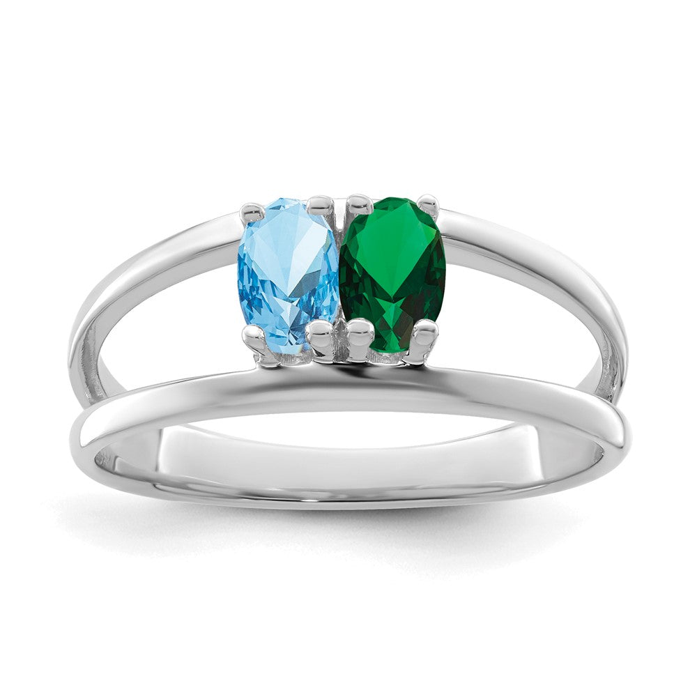 14k White Gold Synthetic Family Jewelry Ring