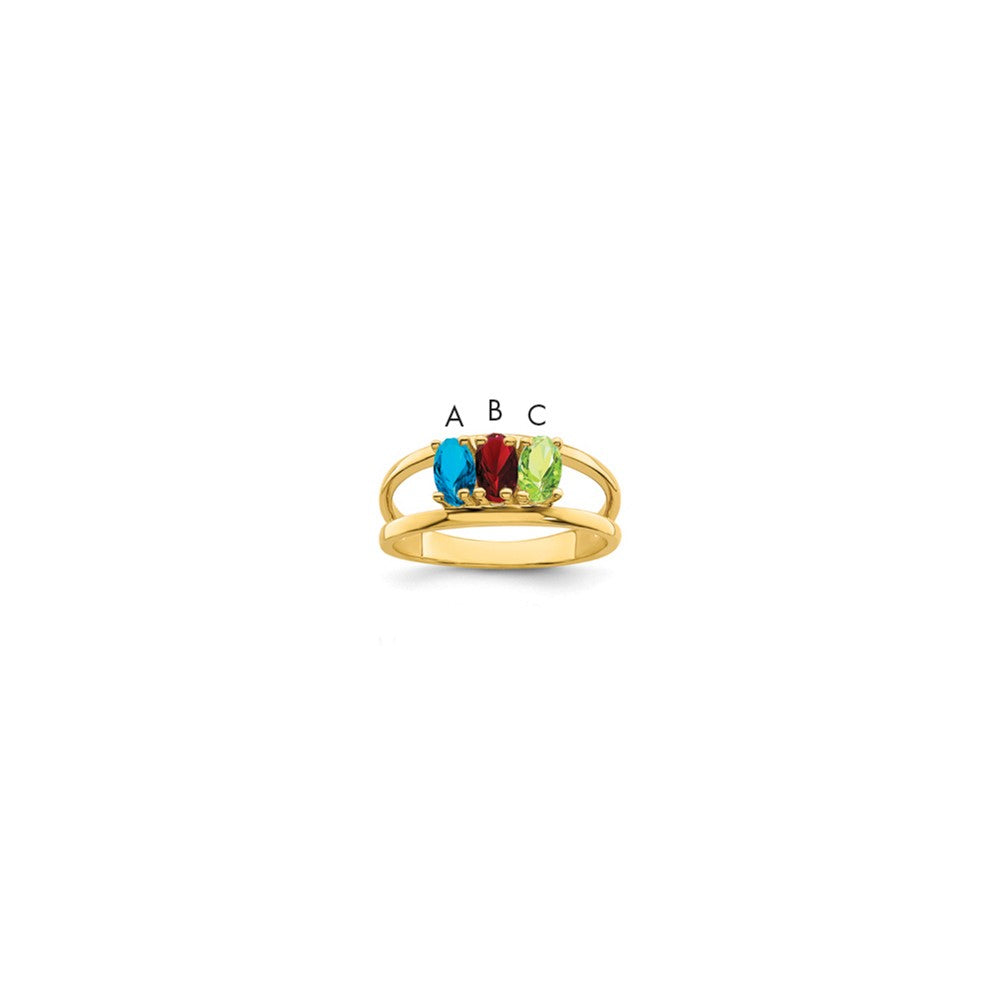 14k Polished 3-Stone Mothers Ring Mounting