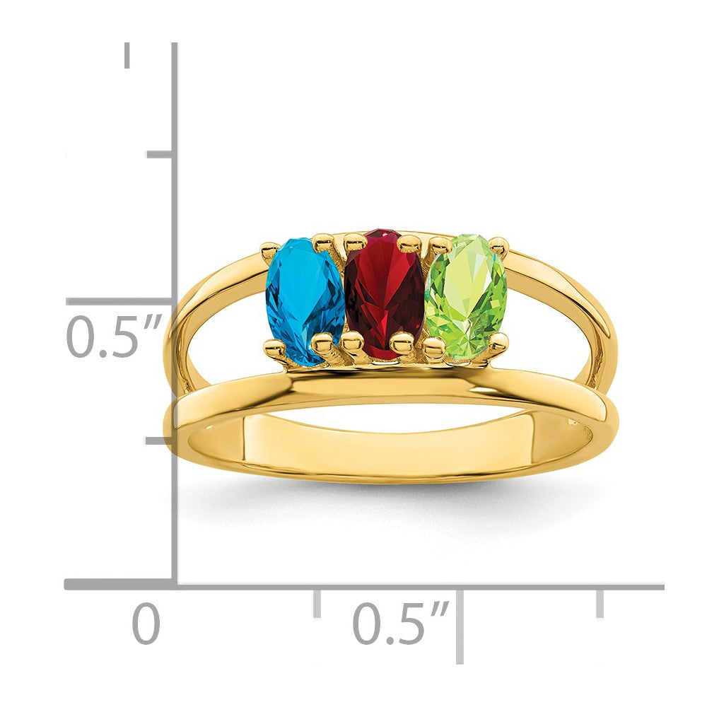 14k Polished 3-Stone Mothers Ring Mounting