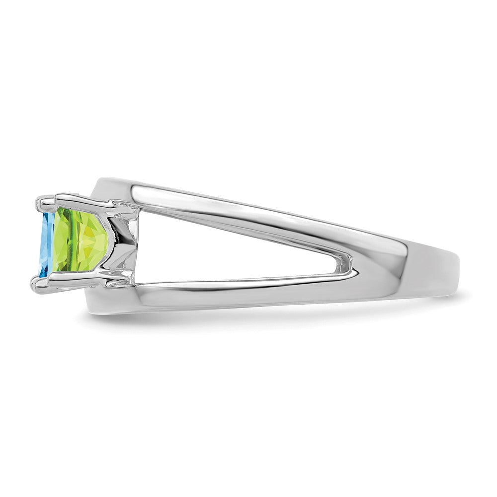 14k White Gold Genuine 3 Stone Mother's Ring