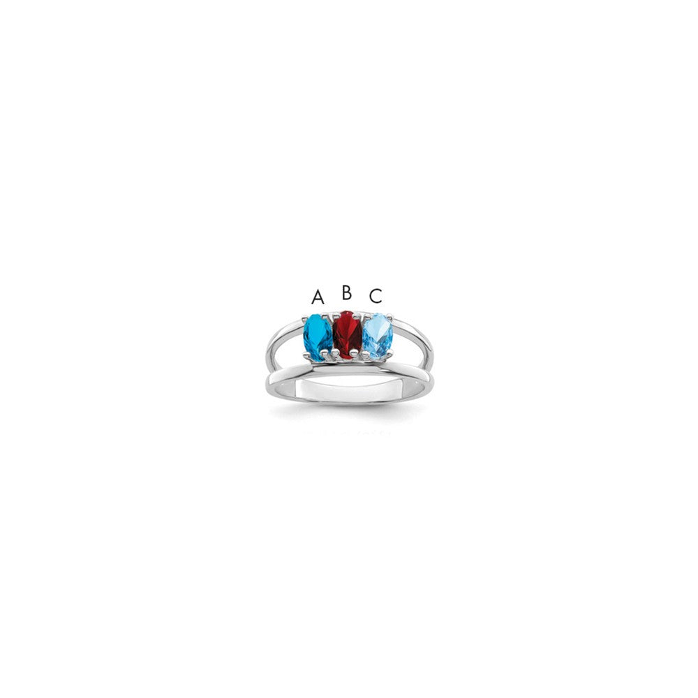 14k White Gold Genuine 3 Stone Mother's Ring