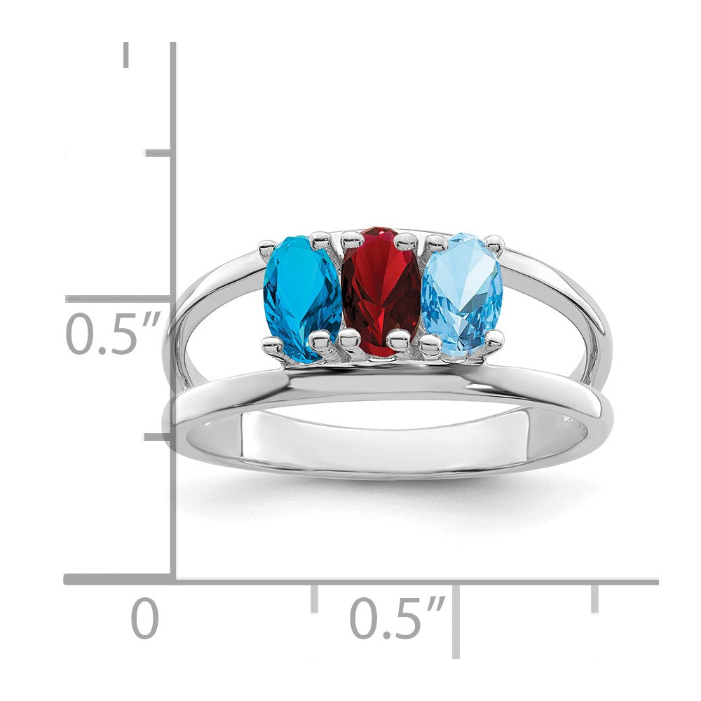 14k White Gold Genuine 3 Stone Mother's Ring
