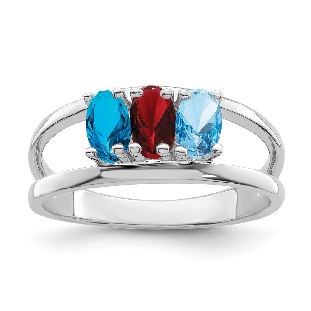 14k White Gold 3 Stone Mother's Ring Mounting