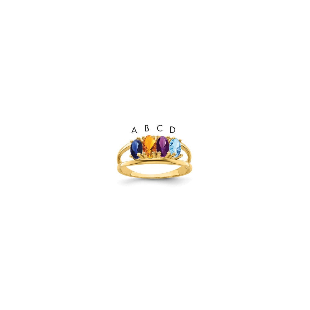 14k Polished 4-Stone Mothers Ring Mounting