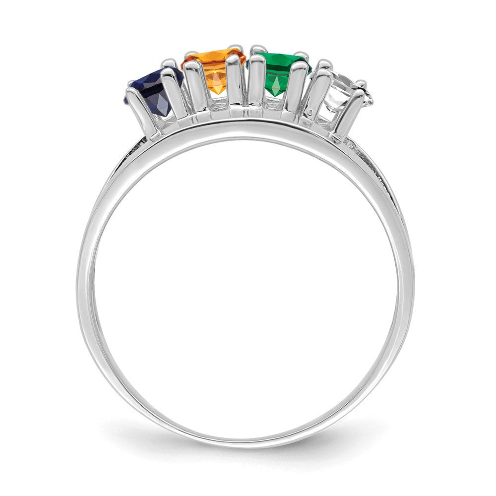14k White Gold Genuine 4 Stone Mother's Ring