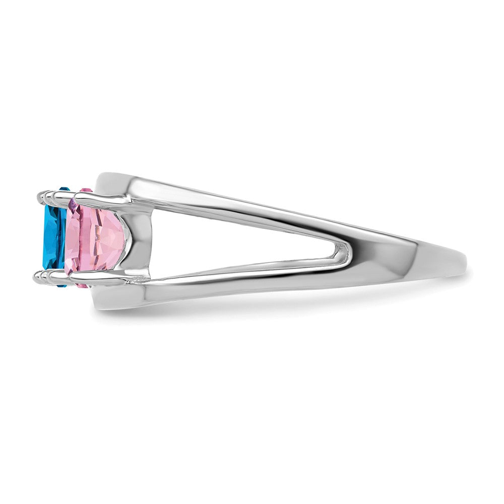 14k White Gold Synthetic Family Jewelry Ring