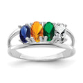 14k White Gold Genuine 4 Stone Mother's Ring