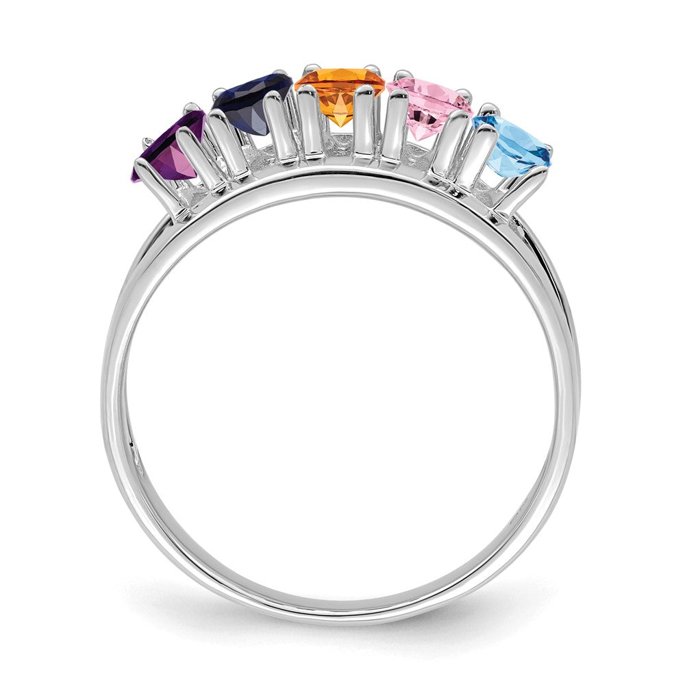 14k White Gold Synthetic Family Jewelry Ring