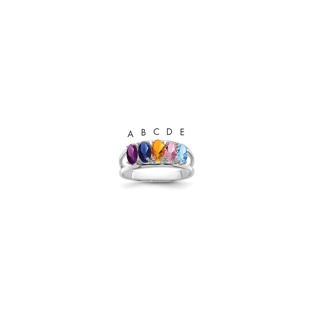 14k White Gold Genuine 5 Stone Mother's Ring