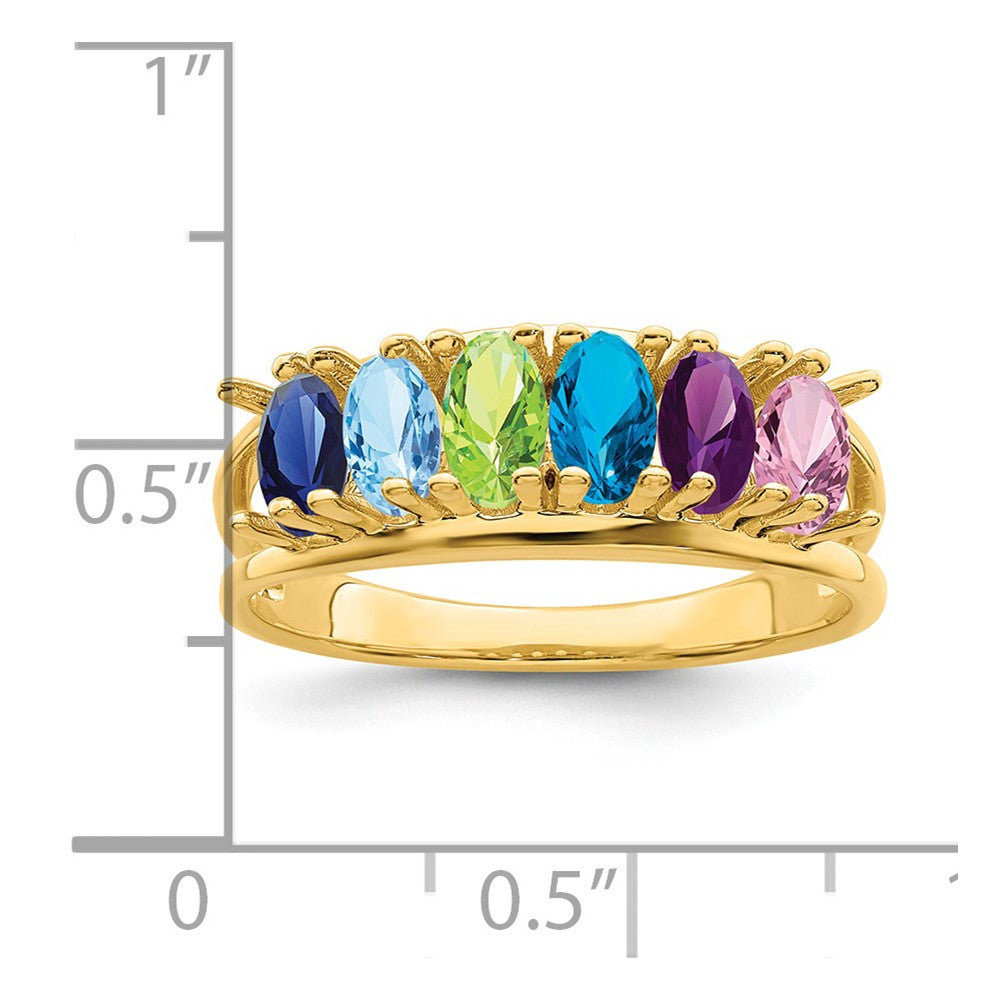 14k Genuine 6 Stone Mother's Ring