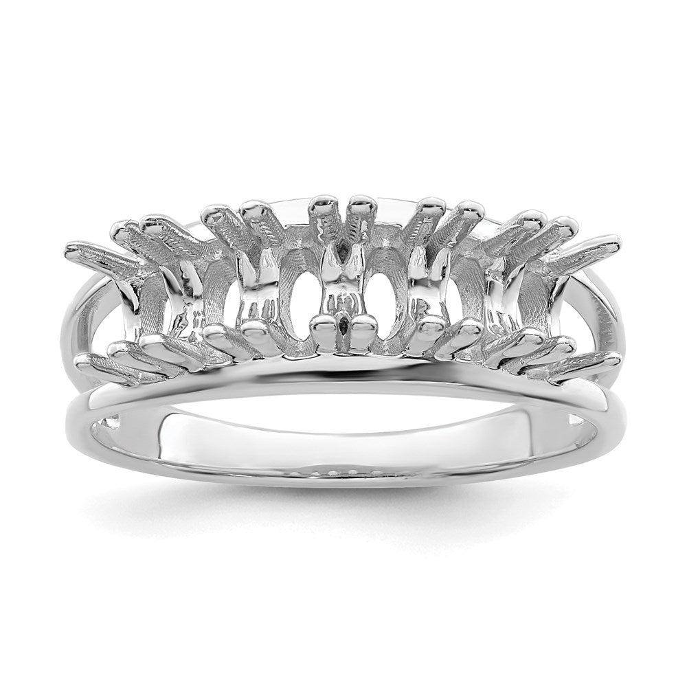 14k White Gold 5x3mm Oval Synthetic Family Jewelry Ring