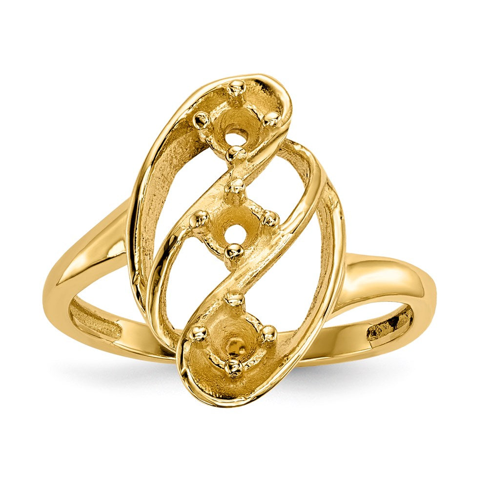 14k Polished 3-Stone Mothers Ring Mounting