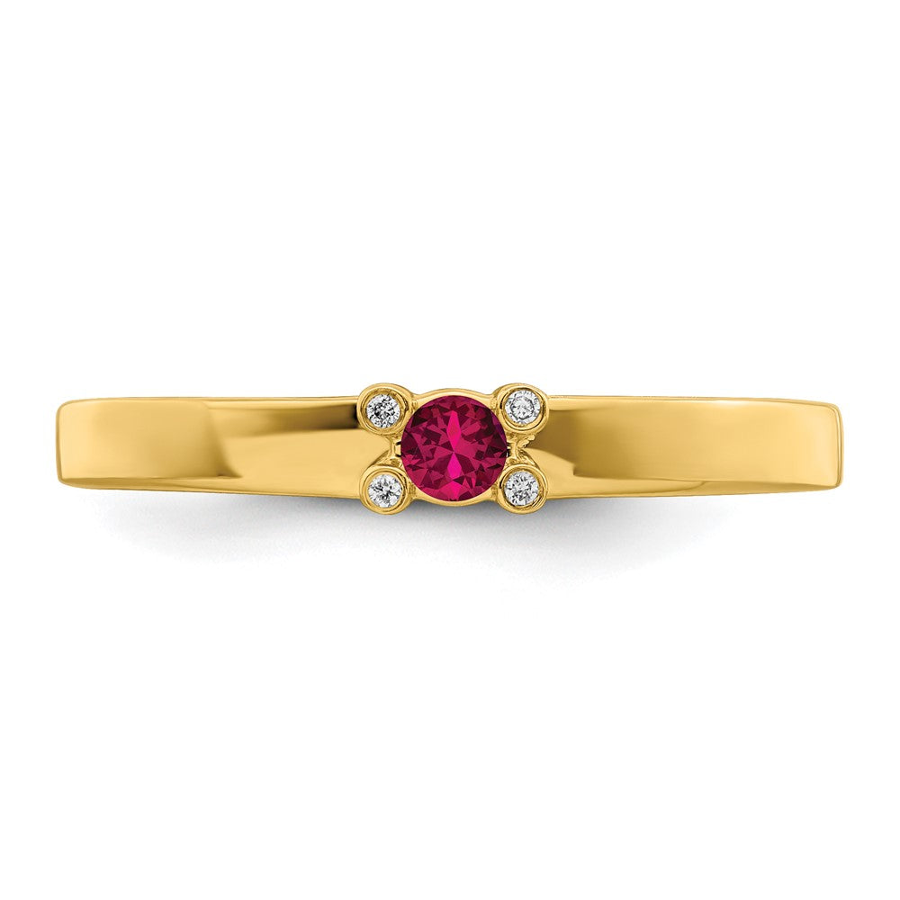 14K Family Jewelry Genuine Stone & Diamond Set Ring