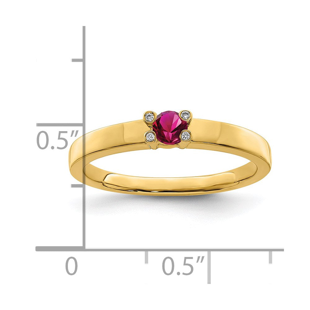 14K Family Jewelry Synthetic Stone & Diamond Set Ring