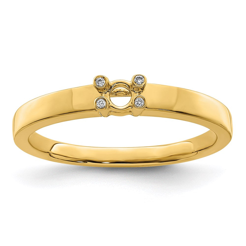 14K Family Jewelry Synthetic Stone & Diamond Set Ring