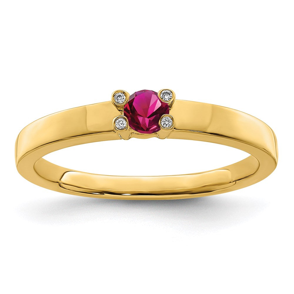 14K Family Jewelry Genuine Stone & Diamond Set Ring