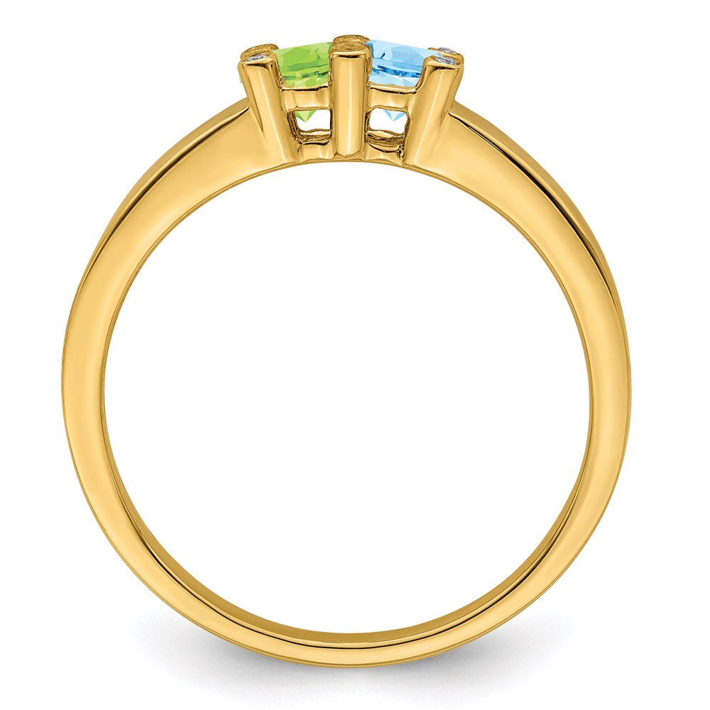 14K Family Jewelry Synthetic Stone & Diamond Set Ring