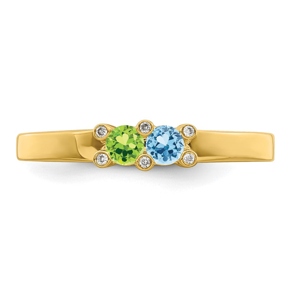 14K Family Jewelry Synthetic Stone & Diamond Set Ring