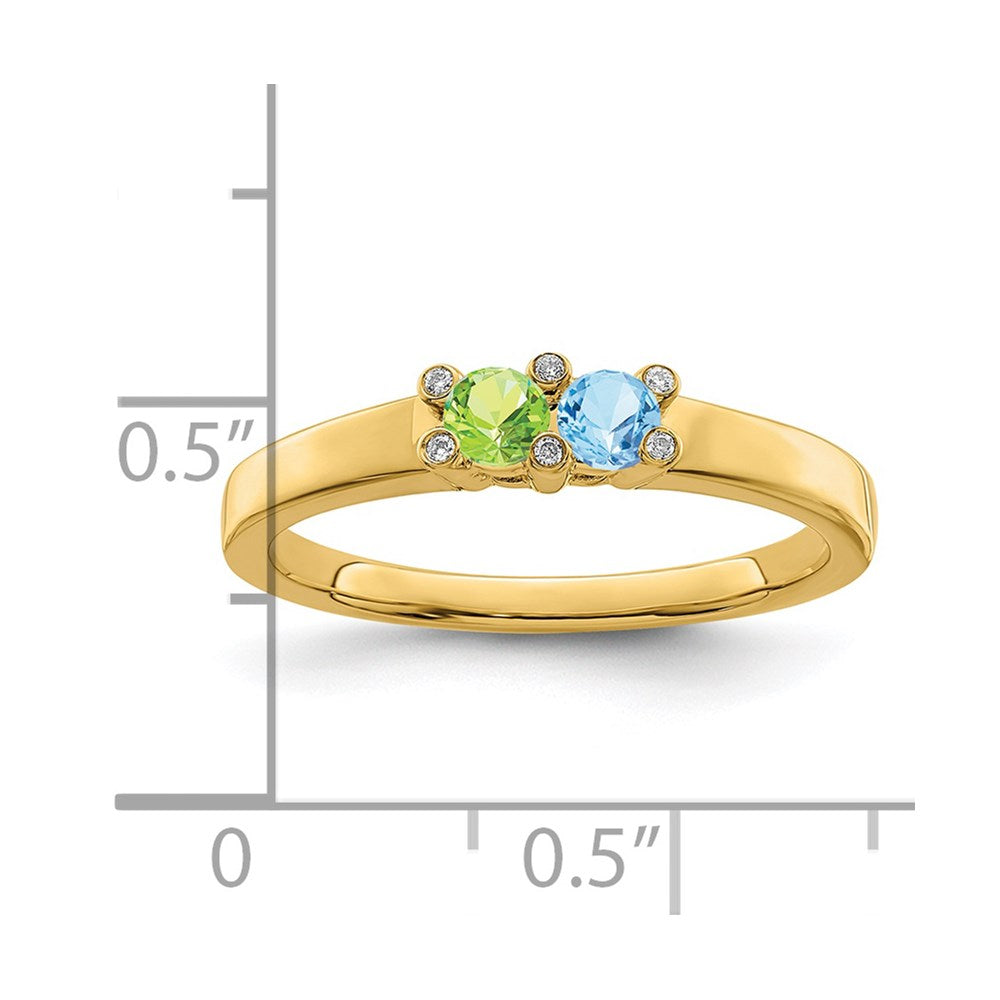 14K Family Jewelry Synthetic Stone & Diamond Set Ring
