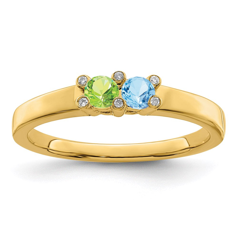 14K Family Jewelry Genuine Stone & Diamond Set Ring
