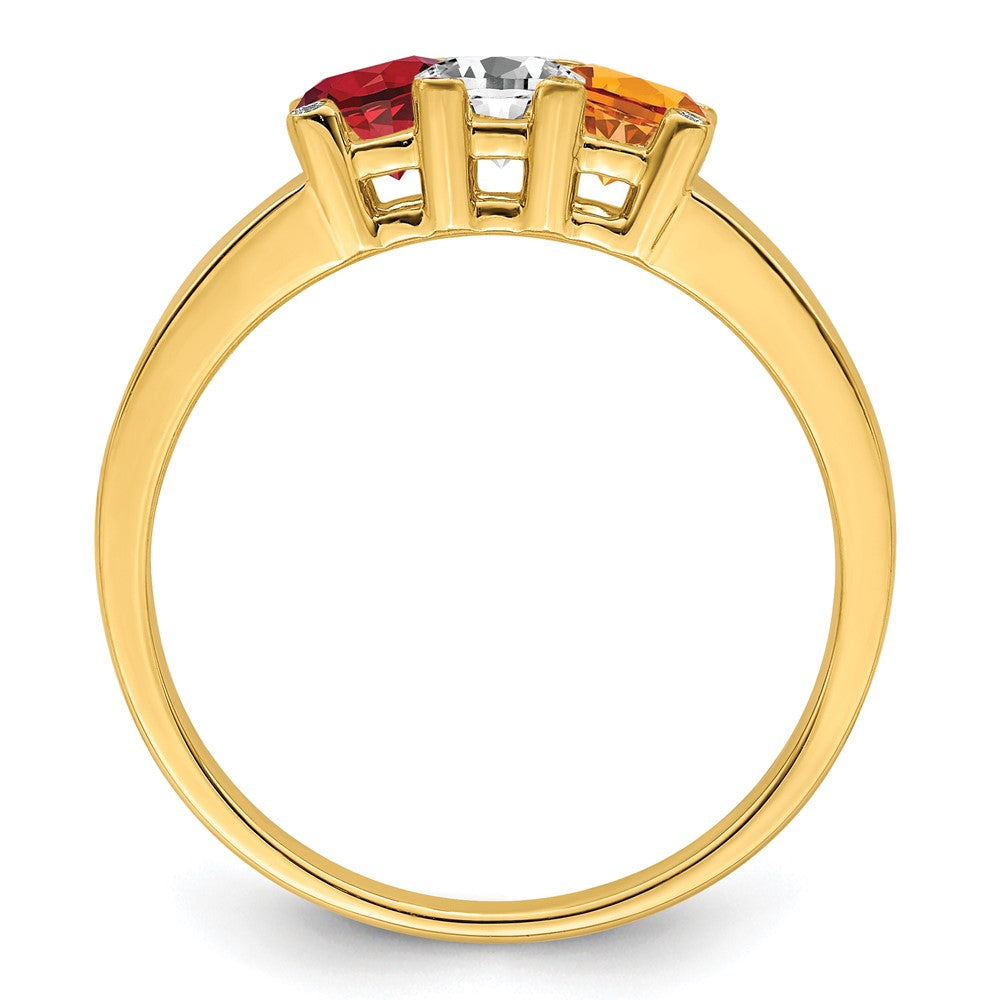 14K Family Jewelry Synthetic Stone & Diamond Set Ring