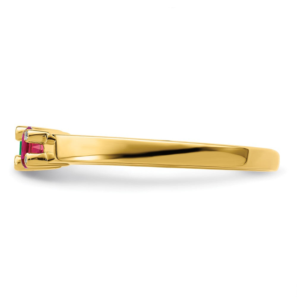 14K Family Jewelry Synthetic Stone & Diamond Set Ring
