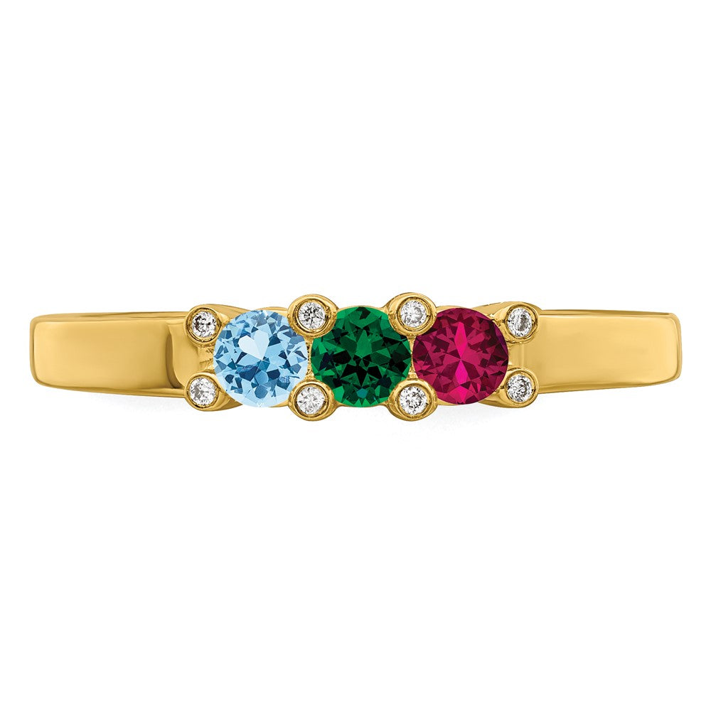 14K Family Jewelry Synthetic Stone & Diamond Set Ring