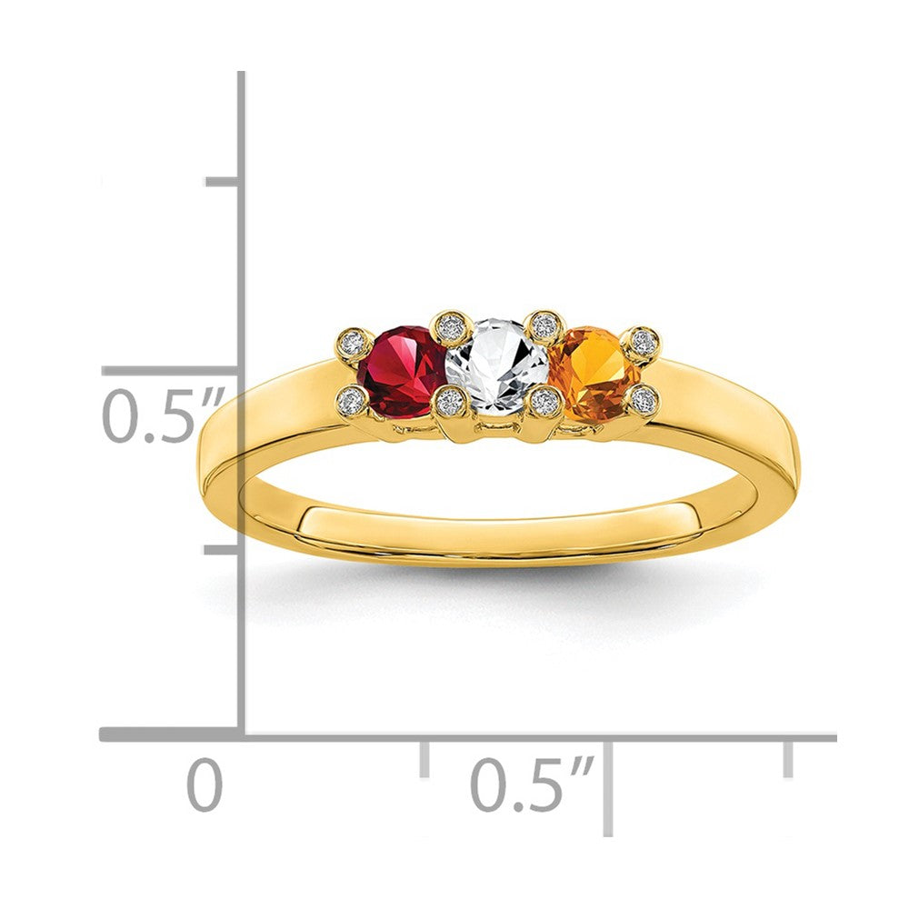 14K Family Jewelry Genuine Stone & Diamond Set Ring