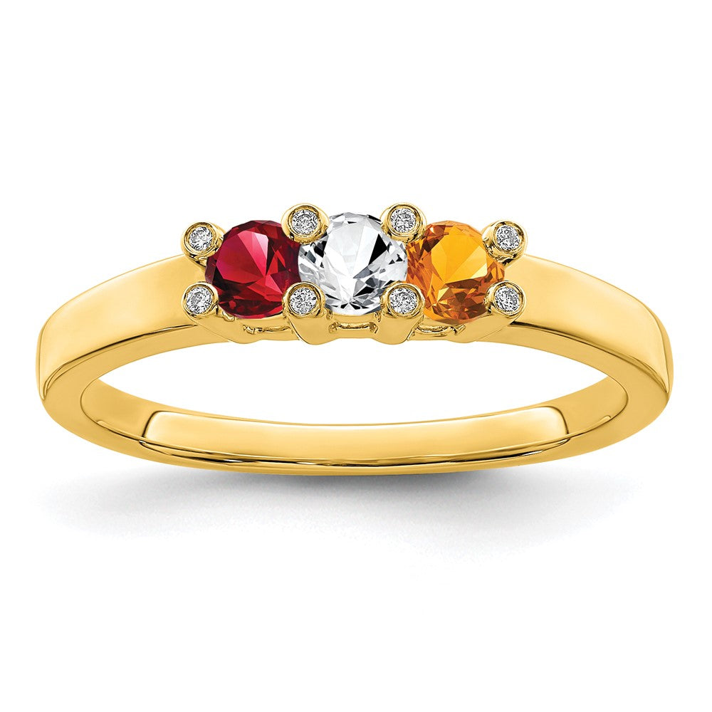 14K Family Jewelry Synthetic Stone & Diamond Set Ring