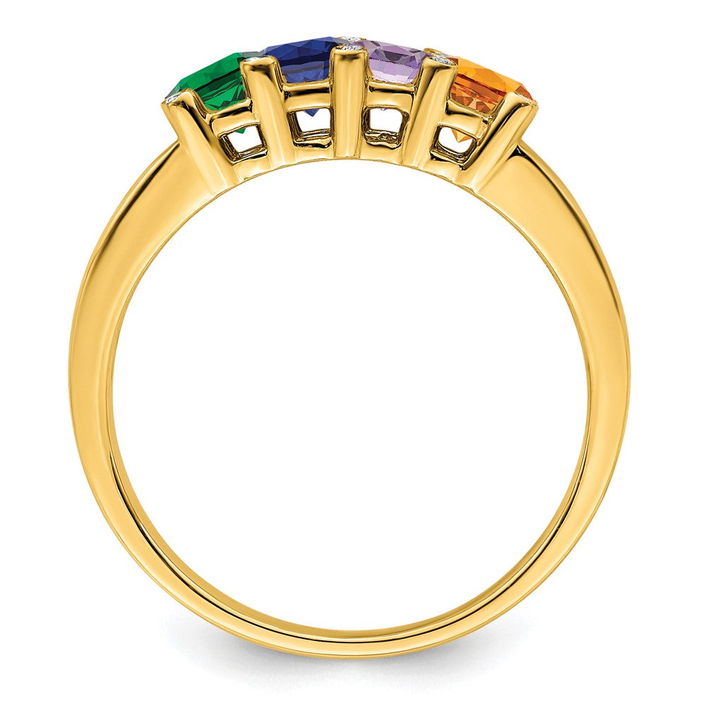 14K Family Jewelry Genuine Stone & Diamond Set Ring