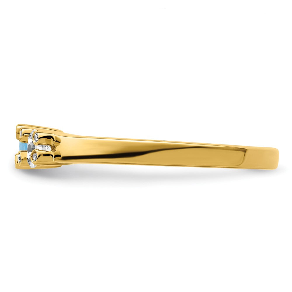 14K Family Jewelry Genuine Stone & Diamond Set Ring