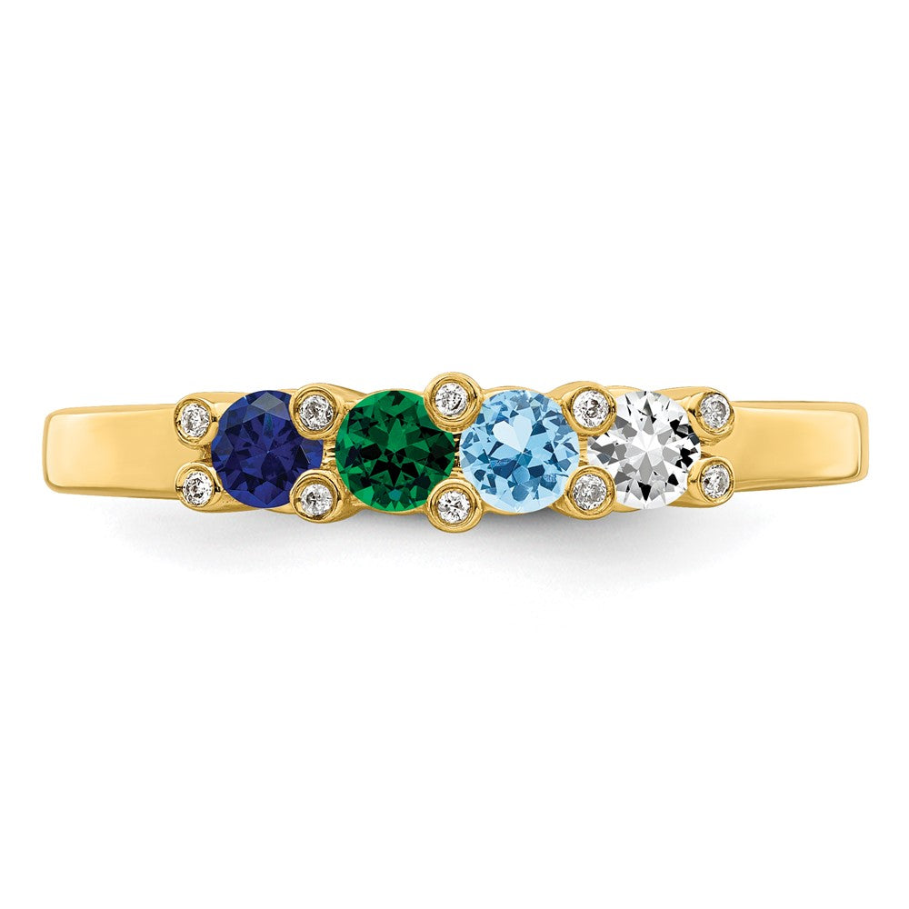 14K Family Jewelry Genuine Stone & Diamond Set Ring